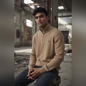 Polo Ralph Lauren Knit High Collar Zip Front Sweater Sz XL